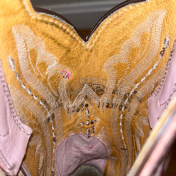 Ladies Punchy Pink with Coffee Westerner Cowhide Foot Wide Square Toe Boots - Picture 6 of 7